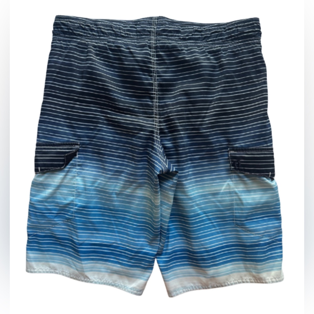 Hang Ten Men’s Striped Blue Ombre Board Shorts - Picture 2 of 5